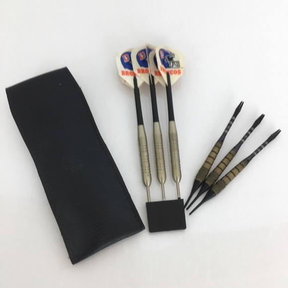 Vintage NFL Denver Broncos Steel Tip Unicorn Darts 20 Gram W/Leather Case - Picture 7 of 10